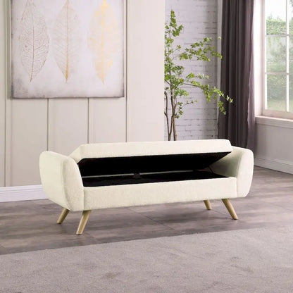 Banc de rangement moderne Sherpa avec pieds en bois – 60" de large, plusieurs couleurs