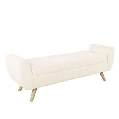 Banc de rangement moderne Sherpa avec pieds en bois – 60" de large, plusieurs couleurs