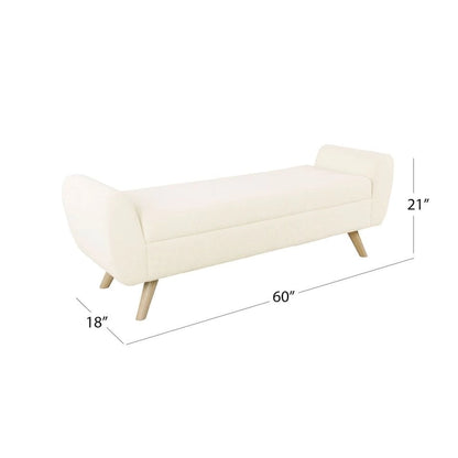 Banc de rangement moderne Sherpa avec pieds en bois – 60" de large, plusieurs couleurs