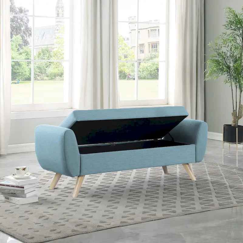 Banc de rangement moderne Sherpa avec pieds en bois – 60" de large, plusieurs couleurs