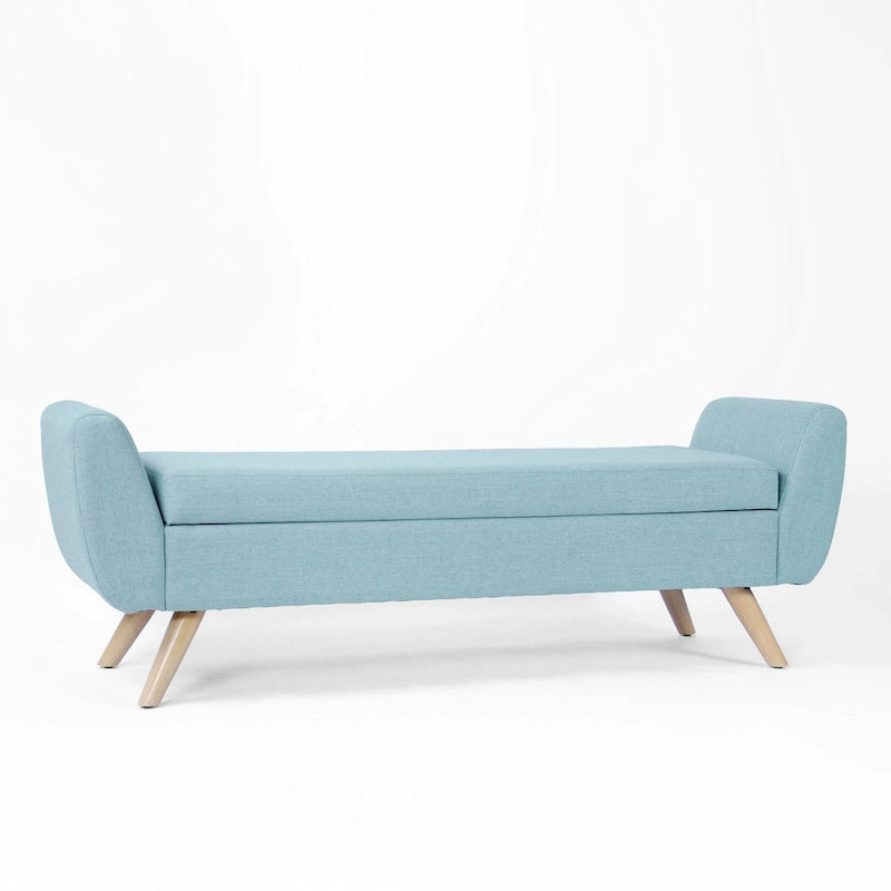 Banc de rangement moderne Sherpa avec pieds en bois – 60" de large, plusieurs couleurs