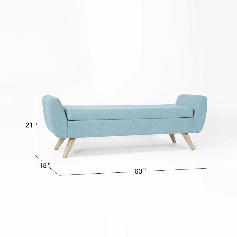 Banc de rangement moderne Sherpa avec pieds en bois – 60" de large, plusieurs couleurs