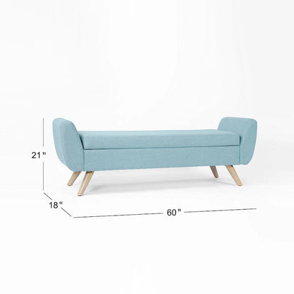Banc de rangement moderne Sherpa avec pieds en bois – 60" de large, plusieurs couleurs