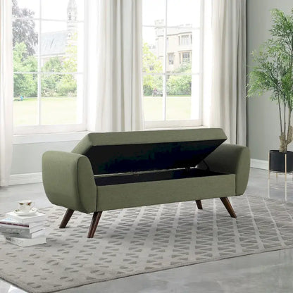 Banc de rangement moderne Sherpa avec pieds en bois – 60" de large, plusieurs couleurs