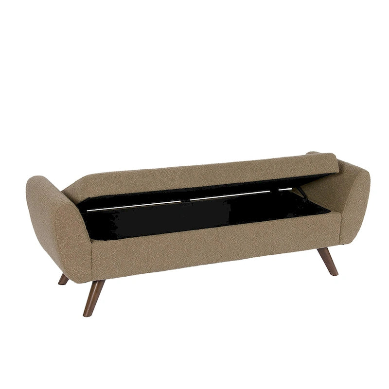 Banc de rangement moderne Sherpa avec pieds en bois – 60" de large, plusieurs couleurs