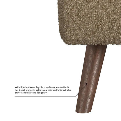 Banc de rangement moderne Sherpa avec pieds en bois – 60" de large, plusieurs couleurs