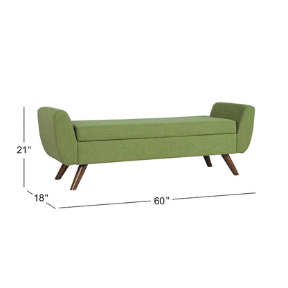 Banc de rangement moderne Sherpa avec pieds en bois – 60" de large, plusieurs couleurs