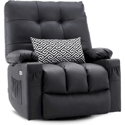 Grand fauteuil inclinable, pivotant, berçant et coulissant avec massage et chaleur – Similicuir