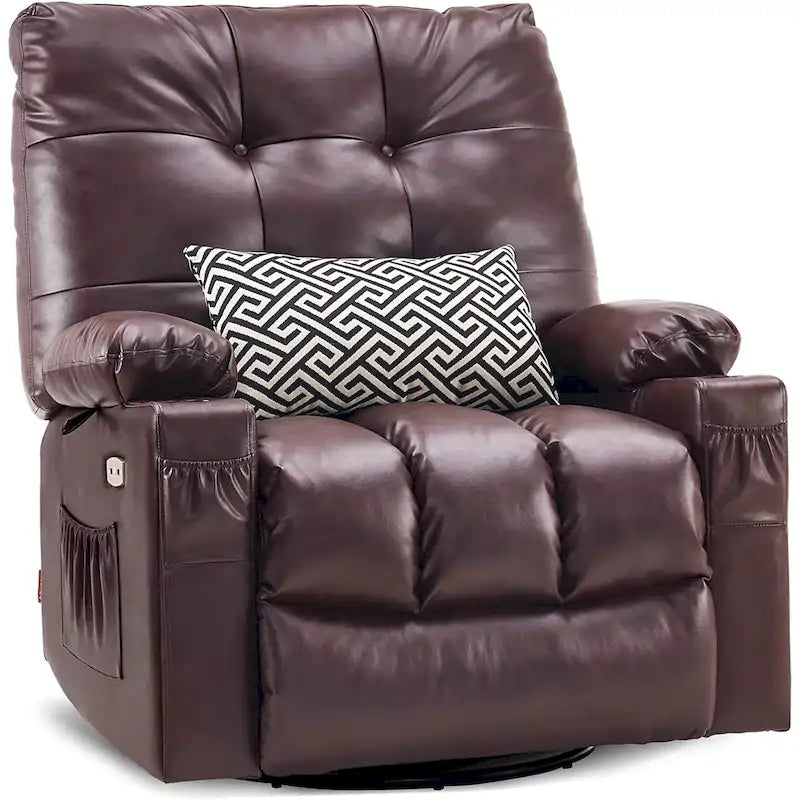 Grand fauteuil inclinable, pivotant, berçant et coulissant avec massage et chaleur – Similicuir