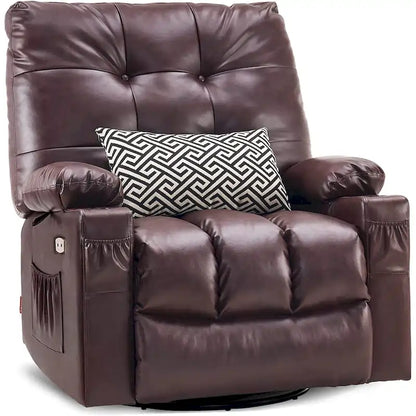 Grand fauteuil inclinable, pivotant, berçant et coulissant avec massage et chaleur – Similicuir
