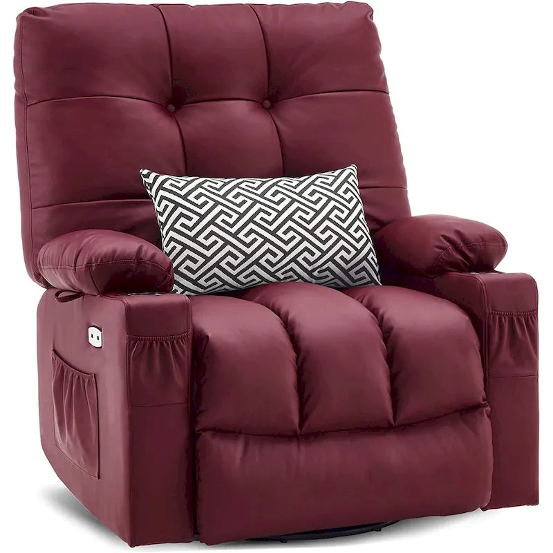 Grand fauteuil inclinable, pivotant, berçant et coulissant avec massage et chaleur – Similicuir