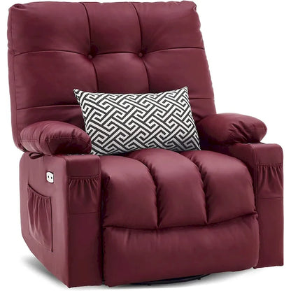 Grand fauteuil inclinable, pivotant, berçant et coulissant avec massage et chaleur – Similicuir