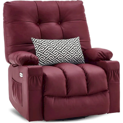 Grand fauteuil inclinable, pivotant, berçant et coulissant avec massage et chaleur – Similicuir