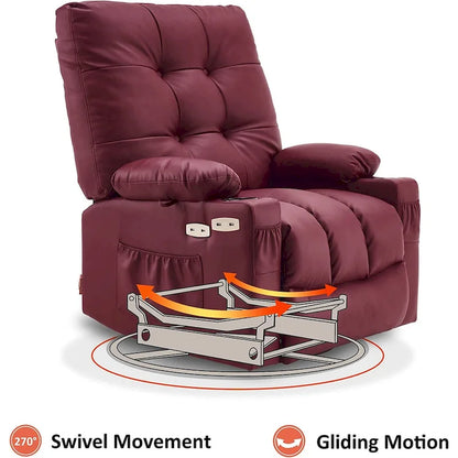 Grand fauteuil inclinable, pivotant, berçant et coulissant avec massage et chaleur – Similicuir