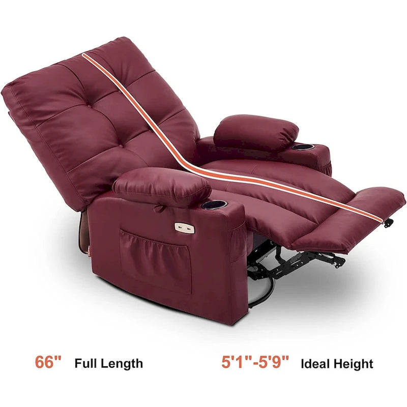 Grand fauteuil inclinable, pivotant, berçant et coulissant avec massage et chaleur – Similicuir