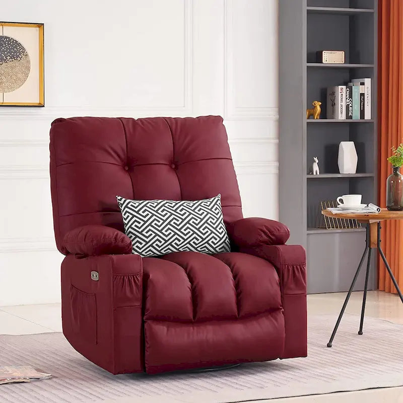 Grand fauteuil inclinable, pivotant, berçant et coulissant avec massage et chaleur – Similicuir