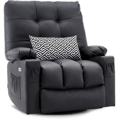 Grand fauteuil inclinable, pivotant, berçant et coulissant avec massage et chaleur – Similicuir