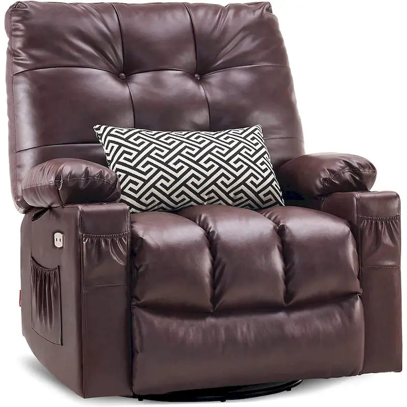 Grand fauteuil inclinable, pivotant, berçant et coulissant avec massage et chaleur – Similicuir