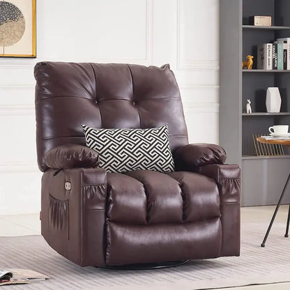 Grand fauteuil inclinable, pivotant, berçant et coulissant avec massage et chaleur – Similicuir
