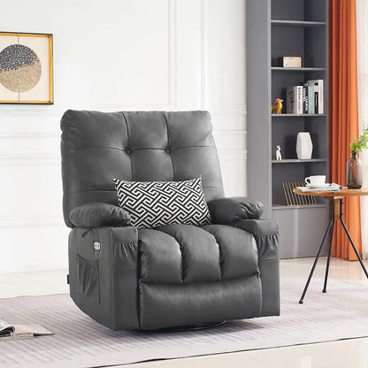Grand fauteuil inclinable, pivotant, berçant et coulissant avec massage et chaleur – Similicuir