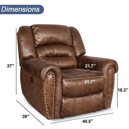 Fauteuil inclinable électrique en cuir respirant avec port USB pour salon et salle de cinéma