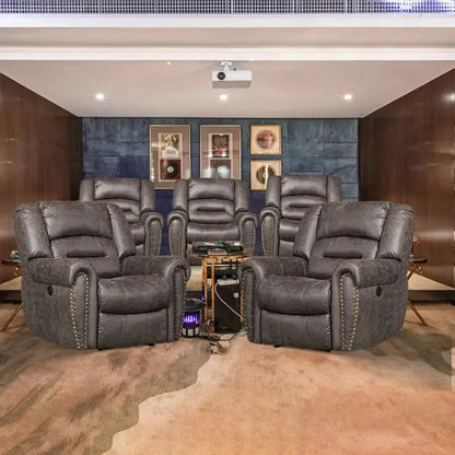 Fauteuil inclinable électrique en cuir respirant avec port USB pour salon et salle de cinéma
