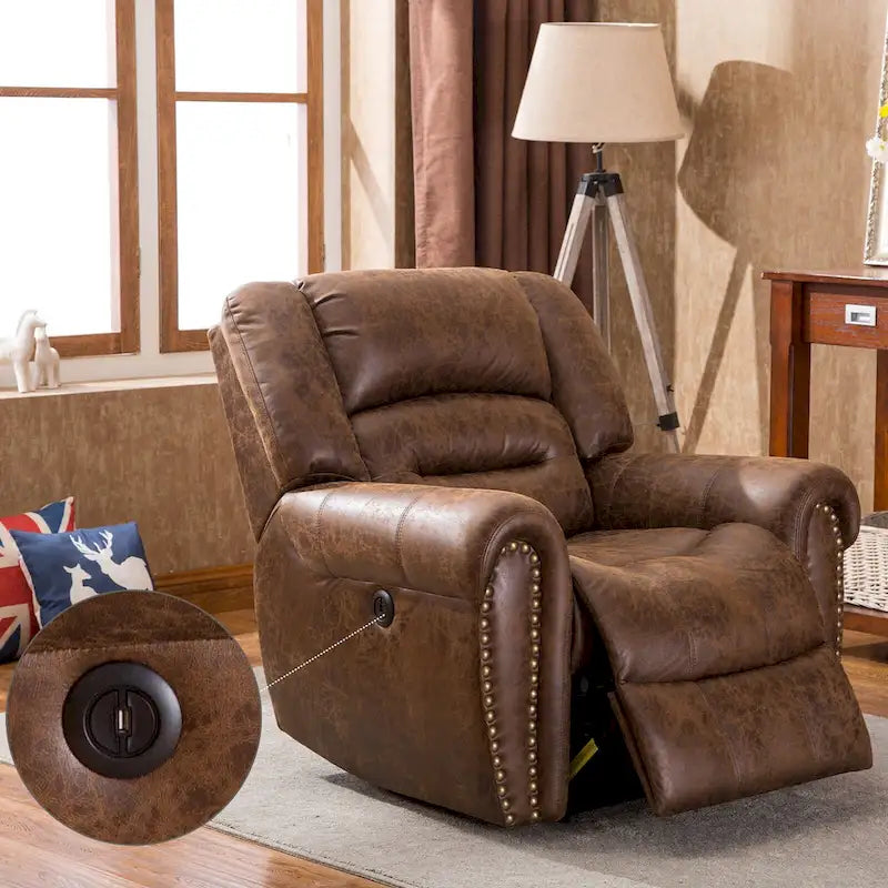 Fauteuil inclinable électrique en cuir respirant avec port USB pour salon et salle de cinéma