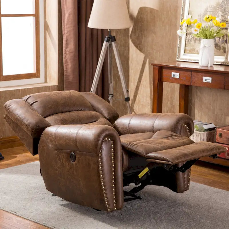 Fauteuil inclinable électrique en cuir respirant avec port USB pour salon et salle de cinéma