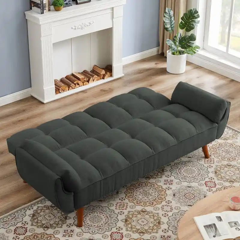 Canapé-Lit Futon 75.39 POUCES, Canapé-Lit Convertible Rembourré avec Dossier Inclinable Tufté et Divisé