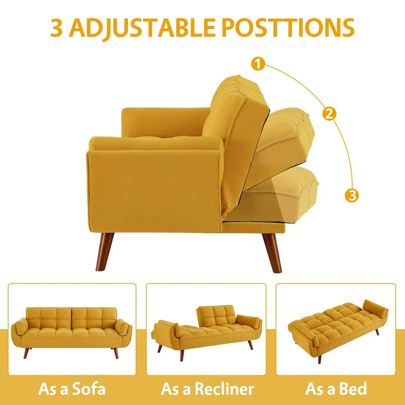 Canapé-Lit Futon 75.39 POUCES, Canapé-Lit Convertible Rembourré avec Dossier Inclinable Tufté et Divisé