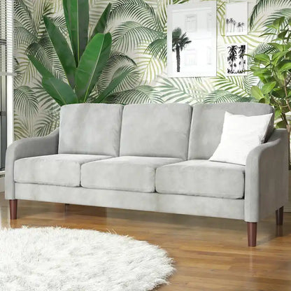 Canapé 3 places en velours avec accoudoirs incurvés – Capacité 272 kg, 188 cm (L) x 80 cm (l) x 86 cm (H)