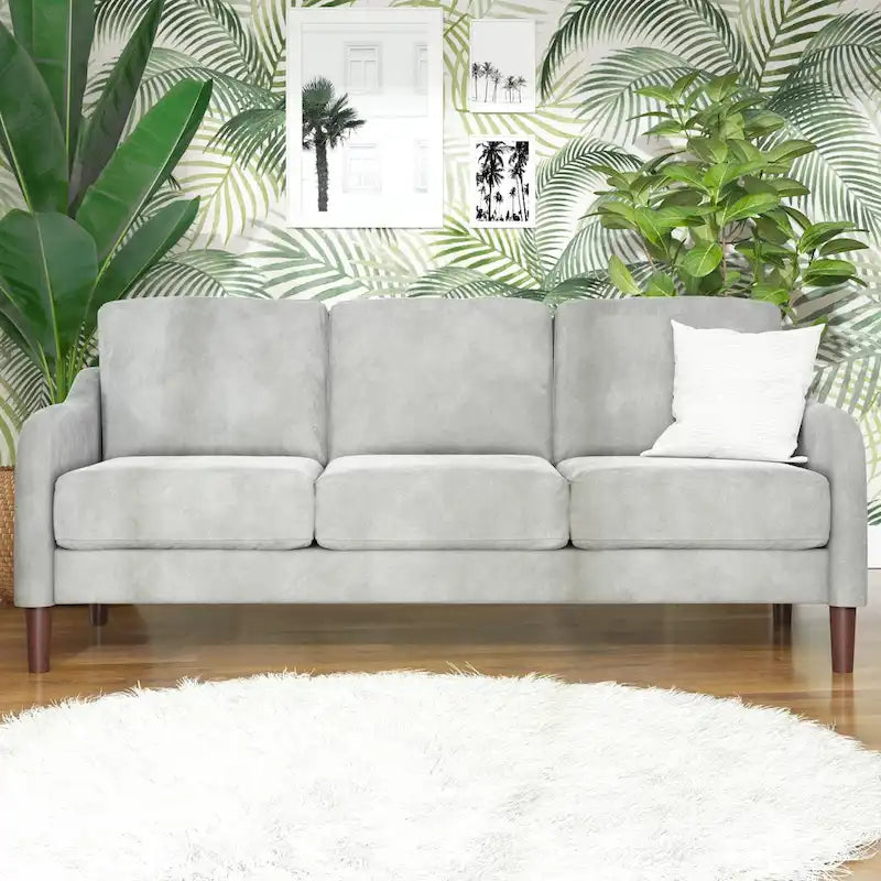 Canapé 3 places en velours avec accoudoirs incurvés – Capacité 272 kg, 188 cm (L) x 80 cm (l) x 86 cm (H)