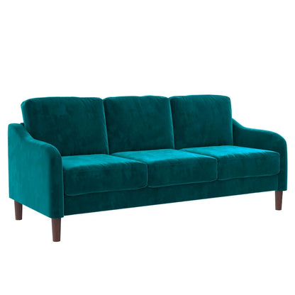 Canapé 3 places en velours avec accoudoirs incurvés – Capacité 272 kg, 188 cm (L) x 80 cm (l) x 86 cm (H)