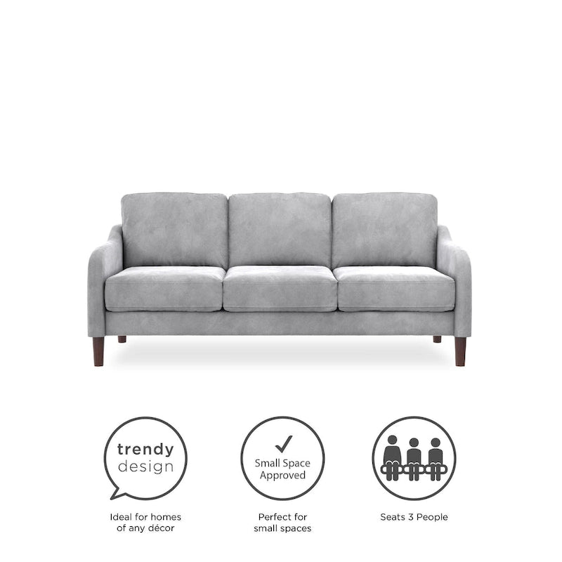 Canapé 3 places en velours avec accoudoirs incurvés – Capacité 272 kg, 188 cm (L) x 80 cm (l) x 86 cm (H)