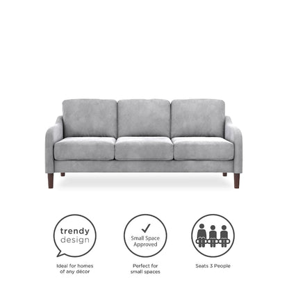 Canapé 3 places en velours avec accoudoirs incurvés – Capacité 272 kg, 188 cm (L) x 80 cm (l) x 86 cm (H)