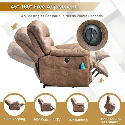 Fauteuil inclinable électrique grand format 42 pouces avec fonctions de massage et de chauffage
