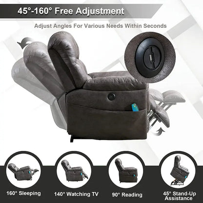 Fauteuil inclinable électrique grand format 42 pouces avec fonctions de massage et de chauffage