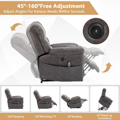 Fauteuil inclinable électrique grand format 42 pouces avec fonctions de massage et de chauffage
