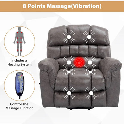 Fauteuil inclinable électrique grand format 42 pouces avec fonctions de massage et de chauffage