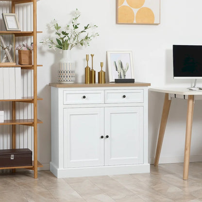 Buffet avec 2 tiroirs, placard à double porte et étagères réglables