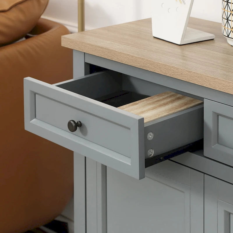 Buffet avec 2 tiroirs, placard à double porte et étagères réglables
