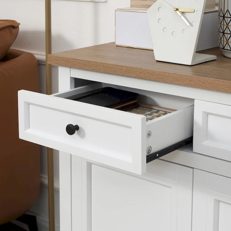 Buffet avec 2 tiroirs, placard à double porte et étagères réglables