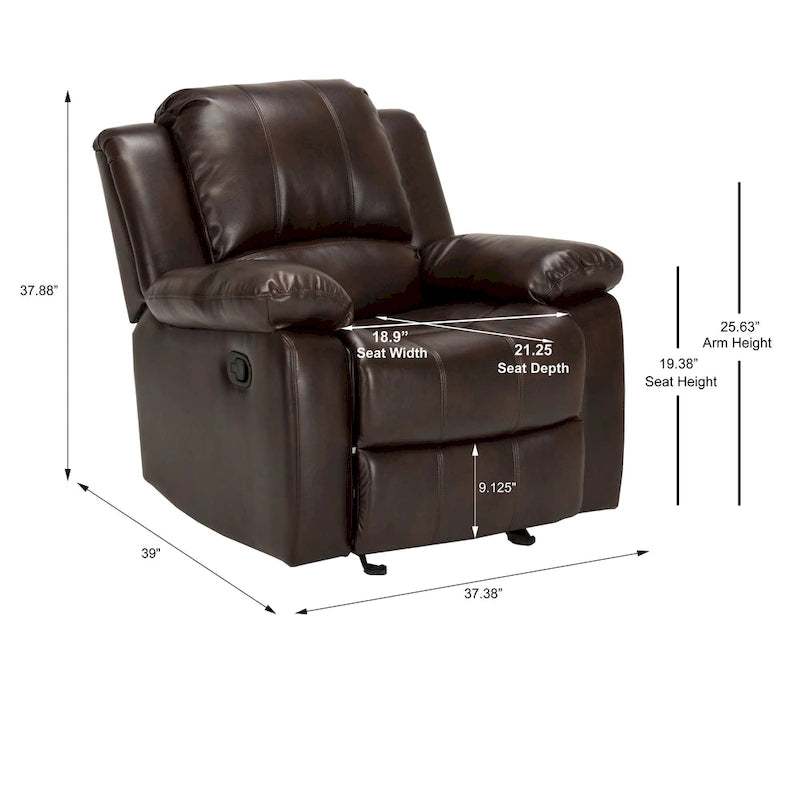 Fauteuil inclinable, planeur et basculeur en similicuir – Plusieurs couleurs, capacité de 150 kg