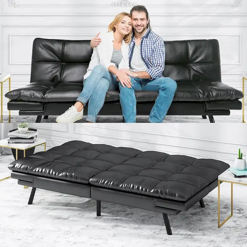Canapé-lit futon, canapé convertible moderne avec accoudoirs réglables pour studio, bureau, appartement, petit salon
