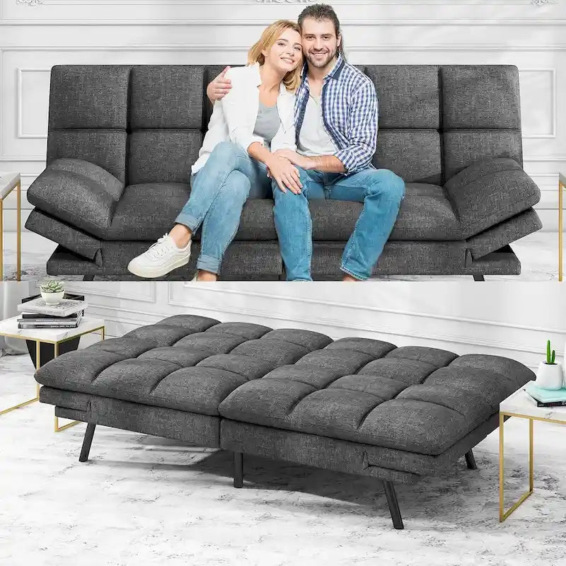 Canapé-lit futon, canapé convertible moderne avec accoudoirs réglables pour studio, bureau, appartement, petit salon