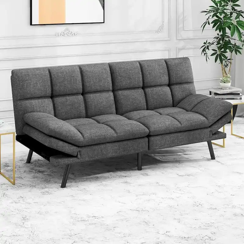 Canapé-lit futon, canapé convertible moderne avec accoudoirs réglables pour studio, bureau, appartement, petit salon
