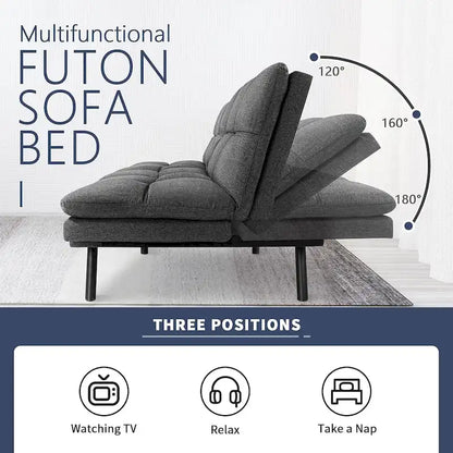 Canapé-lit futon, canapé convertible moderne avec accoudoirs réglables pour studio, bureau, appartement, petit salon