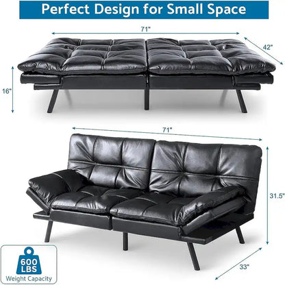 Canapé-lit futon, canapé convertible moderne avec accoudoirs réglables pour studio, bureau, appartement, petit salon