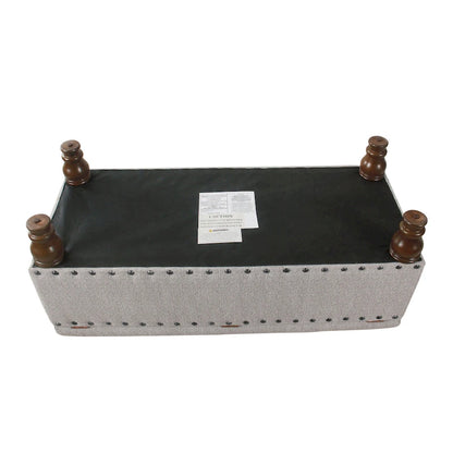 Banc de rangement capitonné avec clous décoratifs en bronze, couvercle à charnière et pieds en bois – Plusieurs coloris