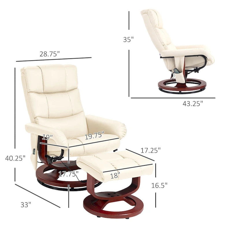 Fauteuil inclinable avec ottoman, fauteuil inclinable électrique en similicuir